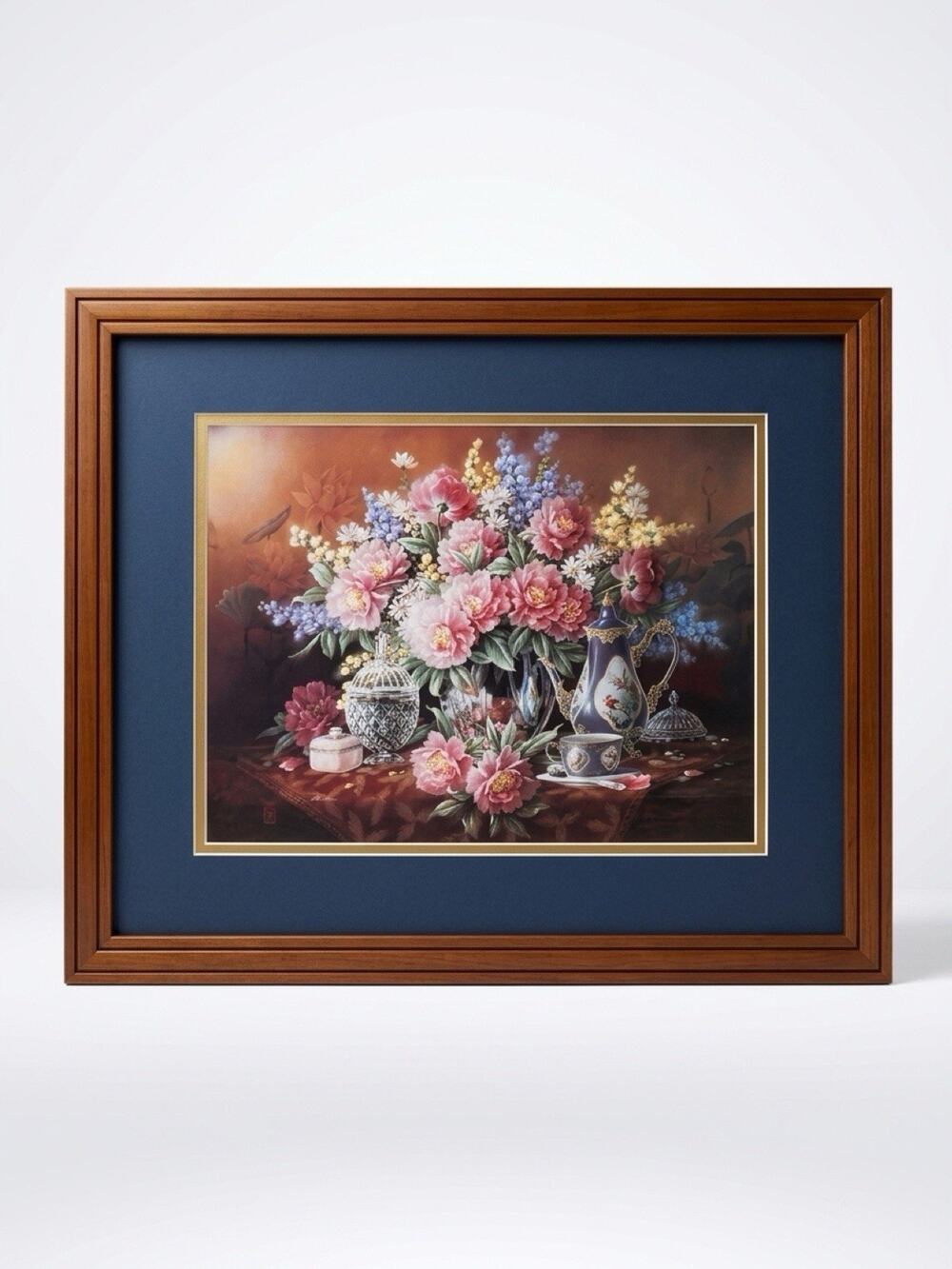 VTG Beautiful Floral Flowers Still Life Lithography Signed Framed Numbered 270